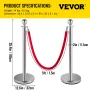 Crowd Control Stanchion, sæt med 8 stykker stanchion sæt