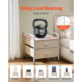 Mini Fridge Stand with Storage 176 lbs White Mini Fridge Table 2 Drawers