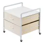 Mini Fridge Stand with Storage, 176 lb-Capacity Mini Fridge Table with 2 Drawers & 4 Swivel Wheels, Mobile Mini Fridge Shelf, Wh
