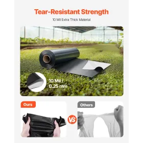 10 Mil plastfolierulle 10 x 65 FT kraftig film sort-hvid