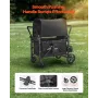 Wagon Stroller for 4 Kids, Push Pull Quad Collapsible Stroller with Adjustable Handle, 5-Point Safety Harness & Removable Canopy