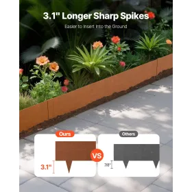 Weather-Resistant Steel Landscape Edging 6 Packs 40 x 8in for Yard Garden