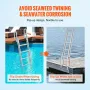 Dock Ladder Flip Up 5 Steps, 350lbs Load Capacity, Aluminum Pontoon Boat Ladder with 4" Wide Step & Anti-Slip Design Pedal,Swimm