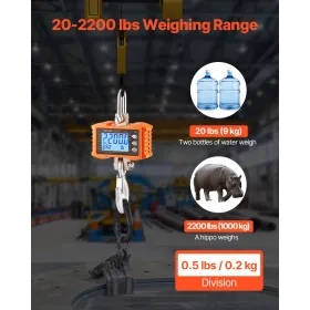 Digital Crane Scale Industrial Hanging Scale 2200 lbs/1000 kg Heavy Duty