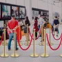 Crowd Control Stanchion, Set of 8 Pieces Stanchion Set, Stanchion Set with 5 ft/1.5 m Red Velvet Rope, Gold Crowd Control Barrie