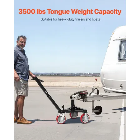 Trailer Dolly, 3500lbs Tongue Weight Capacity, 18 inch and 22 inch Height Adjustable Trailer Dolly, with 2 inch Hitch Ball, Adju