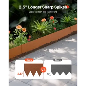 Stålkanter, 6-pak, 40 x 6 tommer, vejrbestandige til havegræsplæne