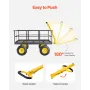 1400 Lbs Steel Garden Cart, Heavy Duty Pullable Garden Wagon Yard Cart, 2 in 1 Outdoor Metal Utility Wagon Yard Trailer with 13"