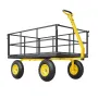 1400 Lbs Steel Garden Cart, Heavy Duty Pullable Garden Wagon Yard Cart, 2 in 1 Outdoor Metal Utility Wagon Yard Trailer with 13"