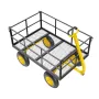 1400 Lbs Steel Garden Cart, Heavy Duty Pullable Garden Wagon Yard Cart, 2 in 1 Outdoor Metal Utility Wagon Yard Trailer with 13"
