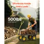 500 Lbs Steel Garden Cart, Heavy Duty Garden Wagon Cart Pullable on Wheels, Metal Yard Utility Wagon Carts with 10" All Terrain 