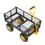 500 Lbs Steel Garden Cart, Heavy Duty Garden Wagon Cart Pullable on Wheels, Metal Yard Utility Wagon Carts with 10" All Terrain 