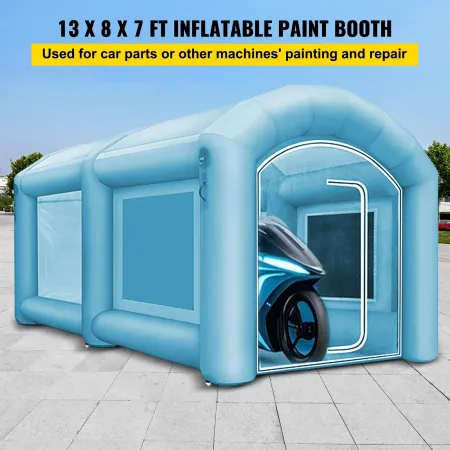 Inflatable Spray Booth Tent 13 x 8 x 7FT Inflatable Paint Booth Tent Car Paint Booth Giant Workstation 210D Oxford Fabric With 2