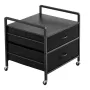 Mini Fridge Stand with Storage, 176 lb-Capacity Mini Fridge Table with 2 Drawers & 4 Swivel Wheels, Mobile Mini Fridge Shelf, Bl