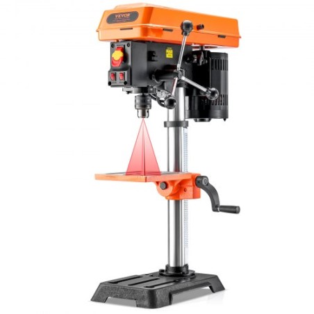 Bench Drill 254mm 10-inch, 6.2A Induction Motor, 550W Maximum Power, Bench Drill with 510/780/1300/1820/2430 RPM Variable