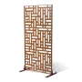 Metal Privacy Screen, 47" W x 76" H, Outdoor Privacy Screens 3-Panel, Freestanding Outdoor Divider with Stand, Decorative Garden