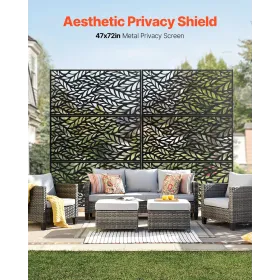 Metal Privacy Screen 47" x 72" Outdoor Privacy Screens & Panels Black