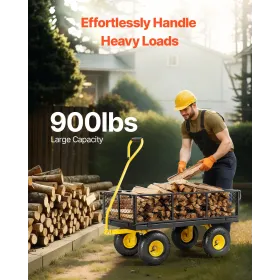 Stålhavevogn med kapacitet på 900 lb, kraftig havevogn med 10 tommer dæk