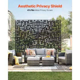 Metal Privacy Screen 47" x 76" Outdoor Privacy Screens & Panels Black