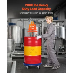 55 Gallon Drum Dolly 2000 lbs Barrel Dolly Cart Drum Caddy 4 Caster Wheels