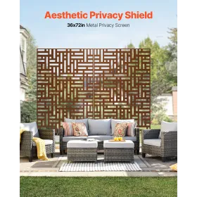 Metal Privacy Screen 36" x 72" Outdoor Privacy Screens & Panels Brown
