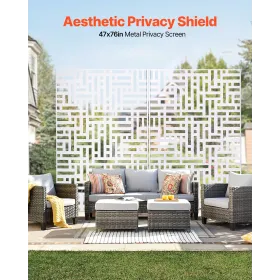 Metal Privacy Screen 47" x 76" Outdoor Privacy Screens & Panels White