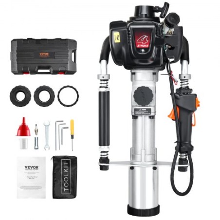 37.77cc Gas-Powered T Post Driver 4-Stroke Fence Piling Pounder w/ 3 Head