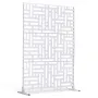 Metal Privacy Screen, 47" W x 76" H Outdoor Privacy Screens 3-Panel, Freestanding Outdoor Divider with Stand, Decorative Garden 