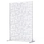 Metal Privacy Screen, 47" W x 76" H Outdoor Privacy Screens 3-Panel, Freestanding Outdoor Divider with Stand, Decorative Garden 