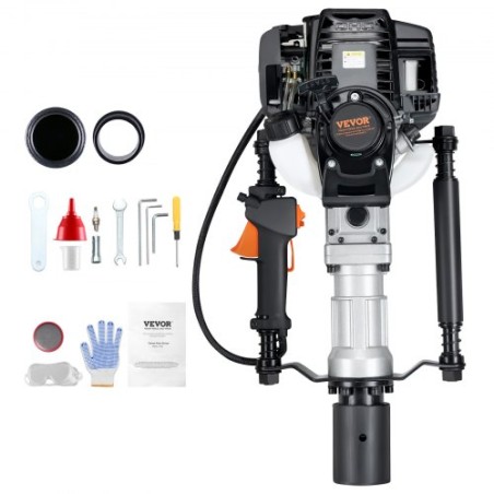 37.77cc Gas-Powered T Post Driver 4-Stroke Fence Piling Pounder w/ 2 Head