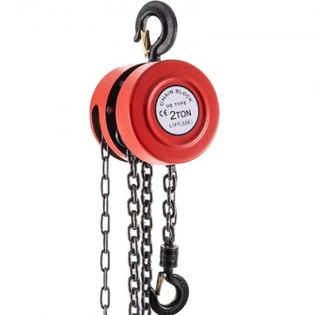 Chain Hoist Chain Block 2 Ton Capacity 8 Feet Lift Steel Construction Red