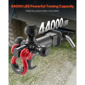 Trailer Hitch 2" Receiver 1-7/8" & 2" & 2-5/16" Tri-Ball Hitch Hook Dring