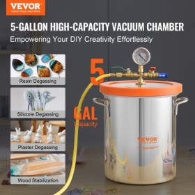 Vacuum Chamber Tempered Glass Lid Vacuum 5 Gal Degassing Chamber Silicone