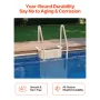 Swimming Pool Ladder, 4-Step Double Handrails Stairs with Non-slip Heavy Duty Steps, Max Load Capacity 400 lbs, for 48-54 In Ing
