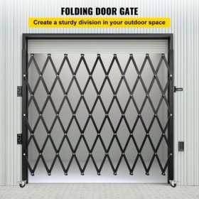 Single Folding Security Gate, 7\' H x 6-1/2\' W Folding Door Gate, Steel Accordion Security Gate, Flexible Expanding Security