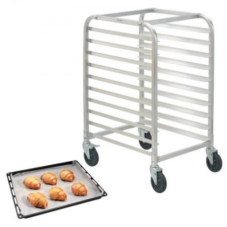 10 ark kommerciel bun pan rack køkken aluminium bagningsstativ bremsehjul