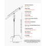 C Stand with Boom Arm, Max Height 10.83 ft/330 cm, Stainless Steel Heavy Duty Photography Light Stand with 4.8-9.8 ft Adjustable