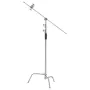 C Stand with Boom Arm, Max Height 10.83 ft/330 cm, Stainless Steel Heavy Duty Photography Light Stand with 4.8-9.8 ft Adjustable