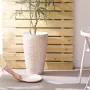 Set of 2 Tall Outdoor Planters 21"H, Round Large Planters For Front Porch and Patio, Stone Finish Flower Tree Plant Pots