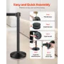 6 PCS Stanchion Post med 4 udtrækkelige bælter og sandinjektion