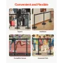 Stanchion Post, 6 Pcs Crowd Control Barrier with 6 Retractable Belts, Carbon Steel Black Stanchion Post Queue with Sand Injectio
