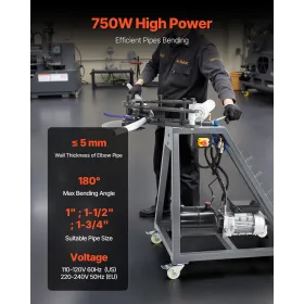 Elektrisk rørbøjningsmaskine 750W rør bender med 6L hydraulisk cylinder