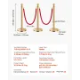 Stanchions and Velvet Ropes 6Pcs, Hollow Base with Stainless Steel Post, 4 Red Velvet Ropes and Posts, Crowd Control Barriers Go