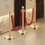 Stanchions and Velvet Ropes 6Pcs, Hollow Base with Stainless Steel Post, 4 Red Velvet Ropes and Posts, Crowd Control Barriers Go