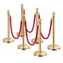 Stanchions and Velvet Ropes 6Pcs, Hollow Base with Stainless Steel Post, 4 Red Velvet Ropes and Posts, Crowd Control Barriers Go