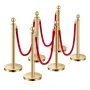 Stanchions and Velvet Ropes 6Pcs, Hollow Base with Stainless Steel Post, 4 Red Velvet Ropes and Posts, Crowd Control Barriers Go