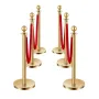 Stanchions and Velvet Ropes 6Pcs, Hollow Base with Stainless Steel Post, 4 Red Velvet Ropes and Posts, Crowd Control Barriers Go