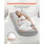 Pregnancy Pillow, G-Shaped Maternity Pillow, Full-Body Support Pillow with Removable & Washable Cover, Soft and Breathable Pregn