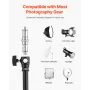 Air Cushioned Aluminum Light Stand, Max Height 12.8 ft/390 cm, Adjustable Photography Stand with Boom Arm, Sandbag, Max Load 5kg