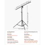 Air Cushioned Aluminum Light Stand, Max Height 12.8 ft/390 cm, Adjustable Photography Stand with Boom Arm, Sandbag, Max Load 5kg